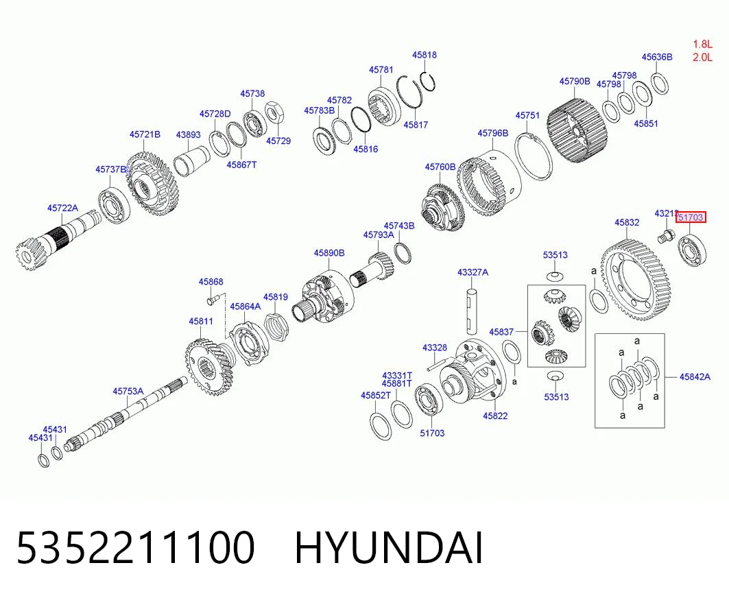 5352211100 Hyundai/Kia Подшипник полуоси заднего моста внутренний