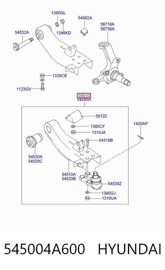 Рычаг передний нижний левый KAP KM0702488