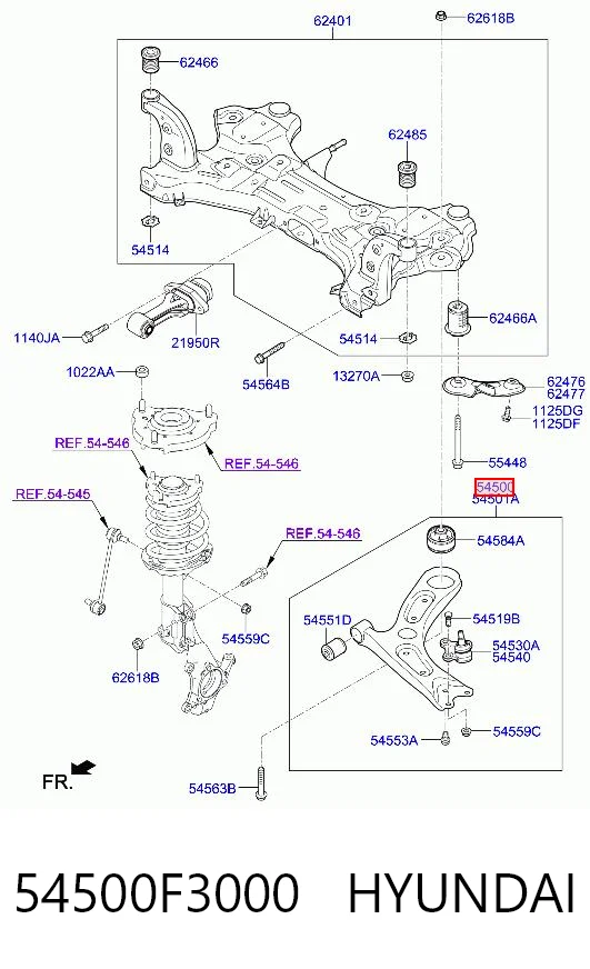 54500F3000 Hyundai/Kia Рычаг передней подвески нижний левый
