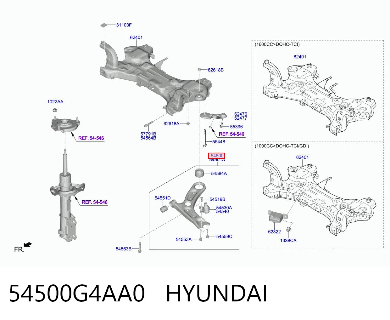 54500G4AA0 Hyundai/Kia Рычаг передней подвески нижний левый