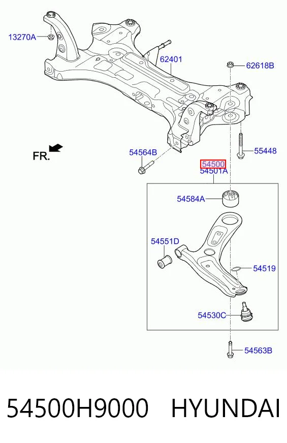 54500H9000 Hyundai/Kia Рычаг передней подвески нижний левый