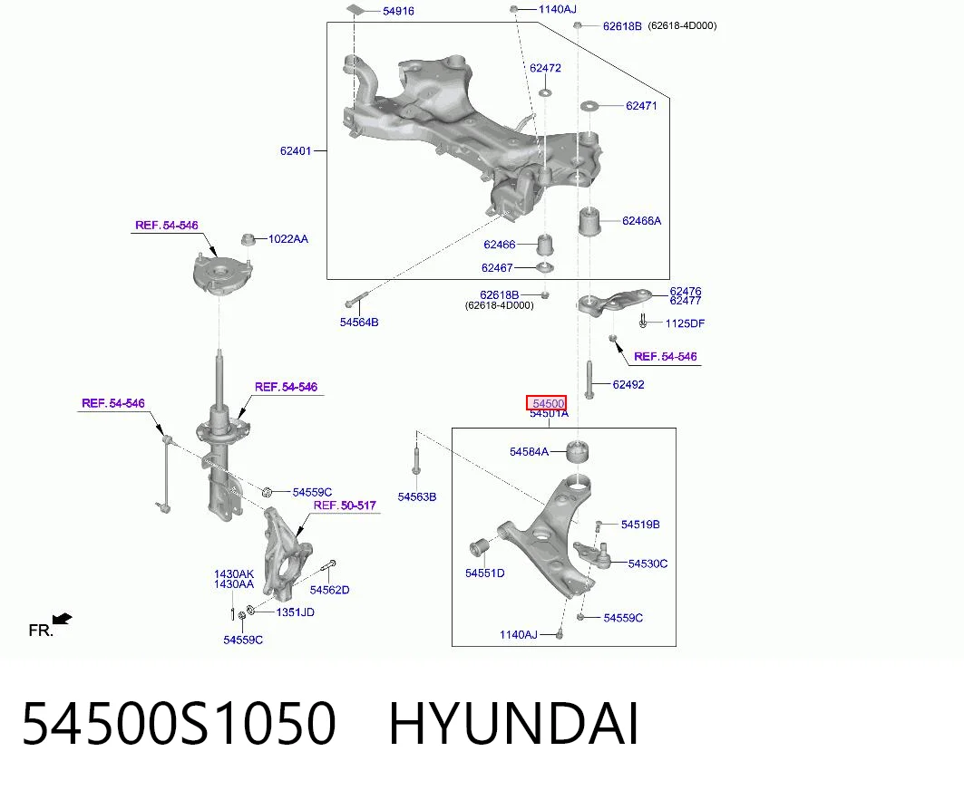 54500S1050 Hyundai/Kia Рычаг передней подвески нижний левый