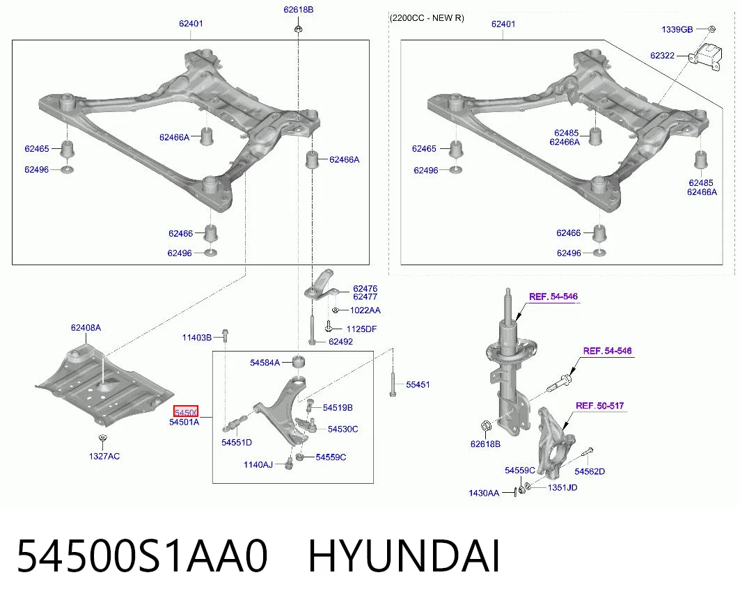 54500S1AA0 Hyundai/Kia Рычаг передней подвески нижний левый