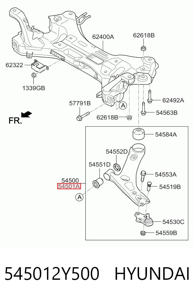 545012Y500 Hyundai/Kia Рычаг передней подвески нижний, правый