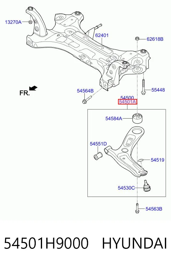 54501H9000 Hyundai/Kia Рычаг передней подвески нижний, правый