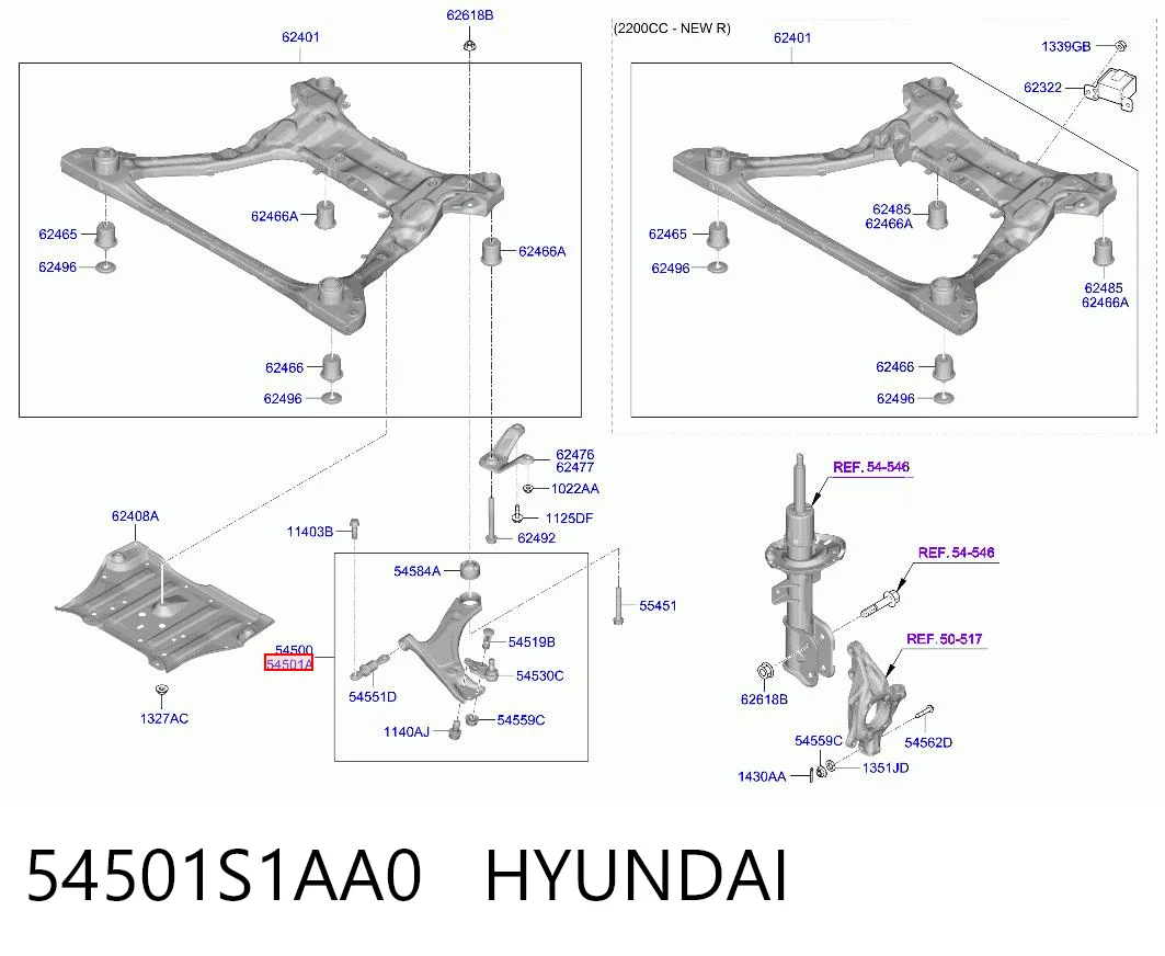 54501S1AA0 Hyundai/Kia Рычаг передней подвески нижний, правый