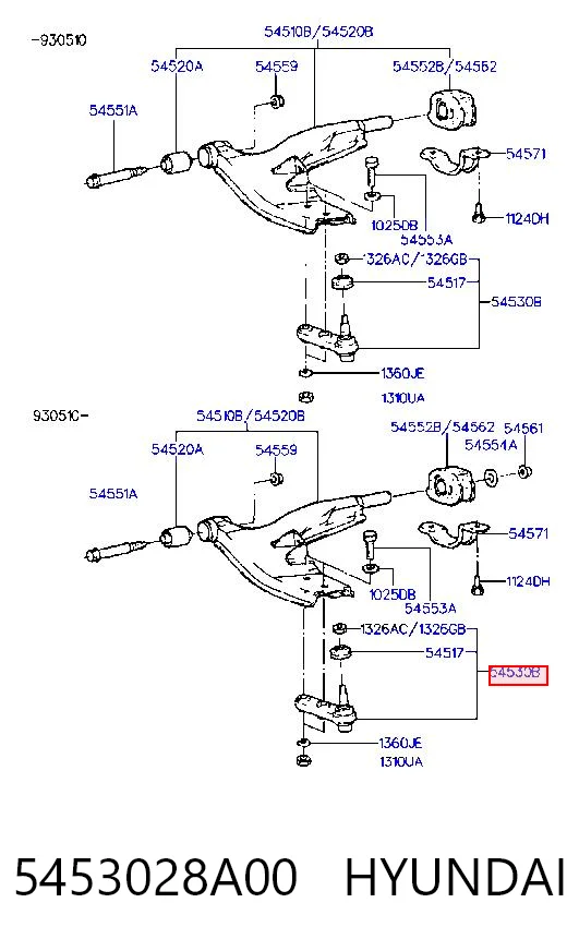Шаровая опора, нижняя Hyundai Lantra I седан (1990 - 1995) цена, от 9.93 USD