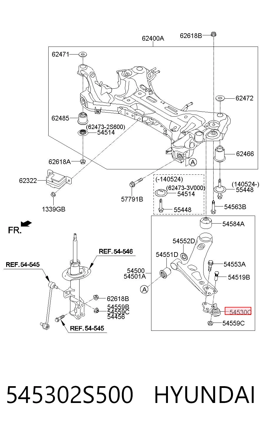 545302S500 Hyundai/Kia Палец шаровой нижний