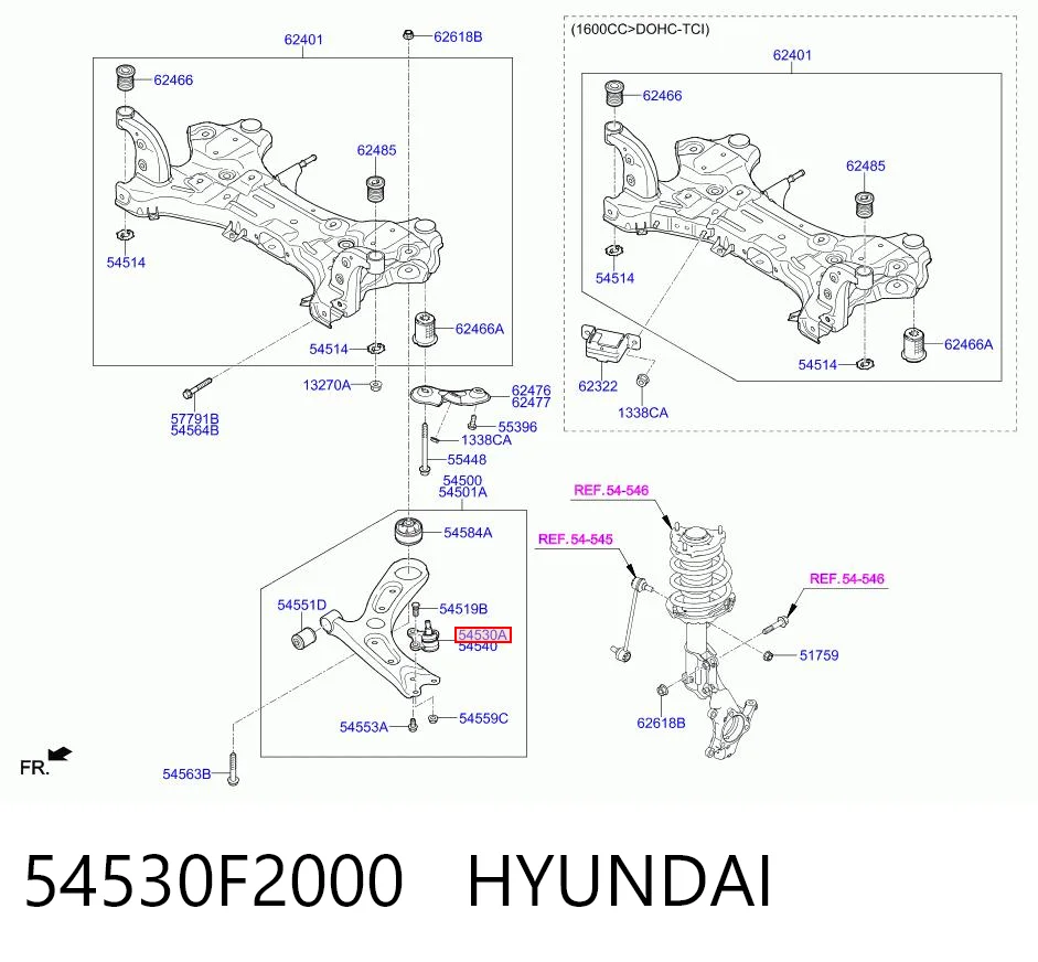 54530F2000 Hyundai/Kia Левая нижняя шаровая опора