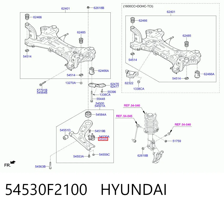 54530F2100 Hyundai/Kia Правая нижняя шаровая опора