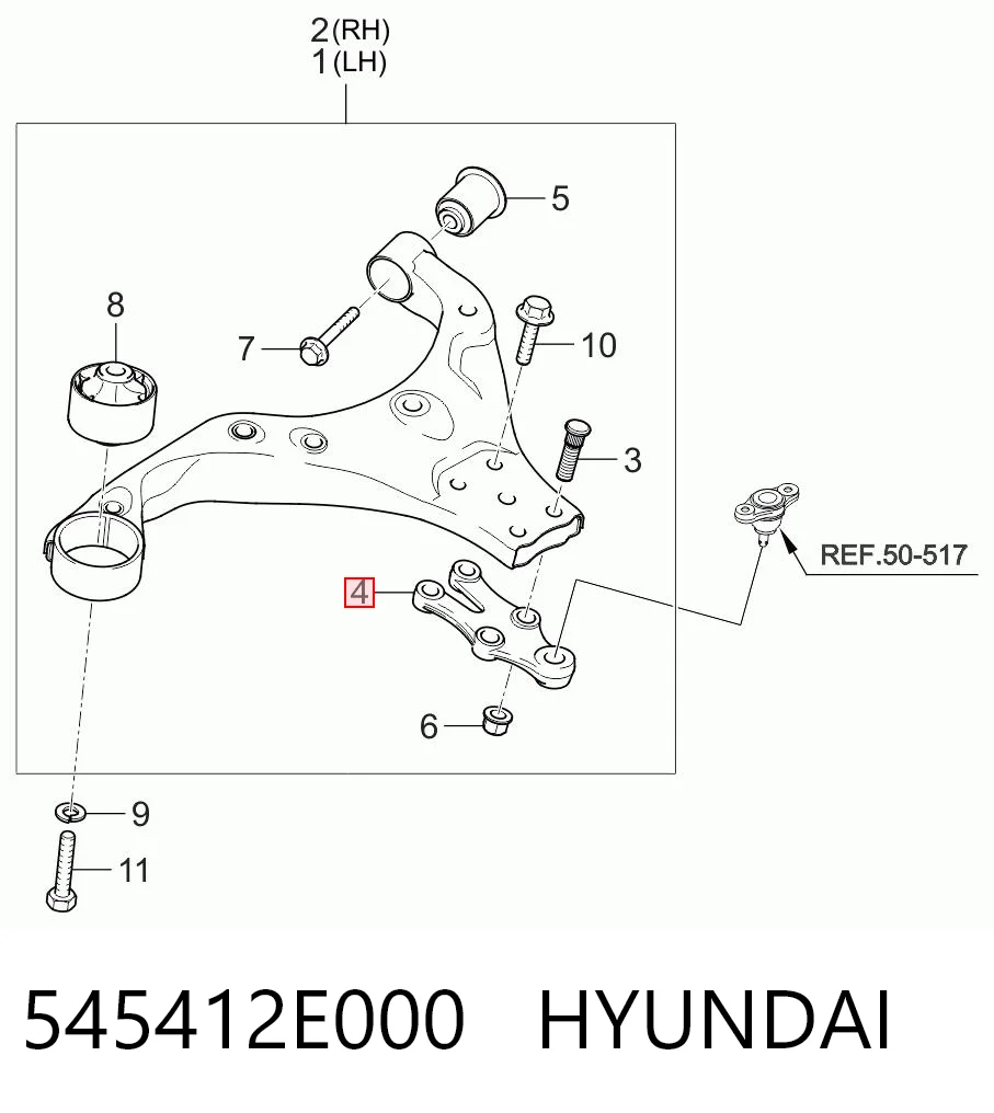 545412E000 Hyundai/Kia Кронштейн передней шаровой опоры