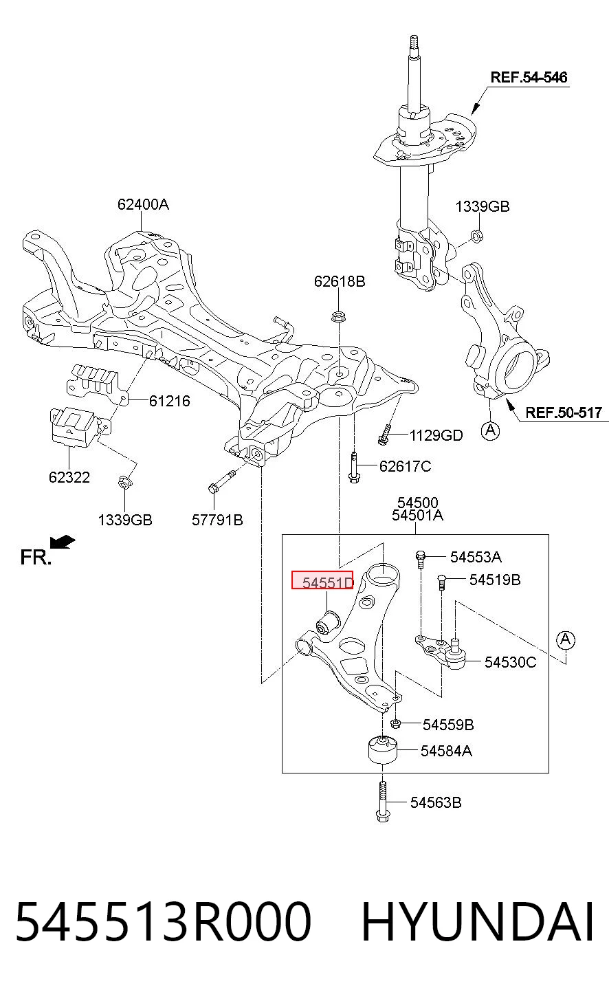 545513R000 Hyundai/Kia Сайлентблок нижнего переднего рычага