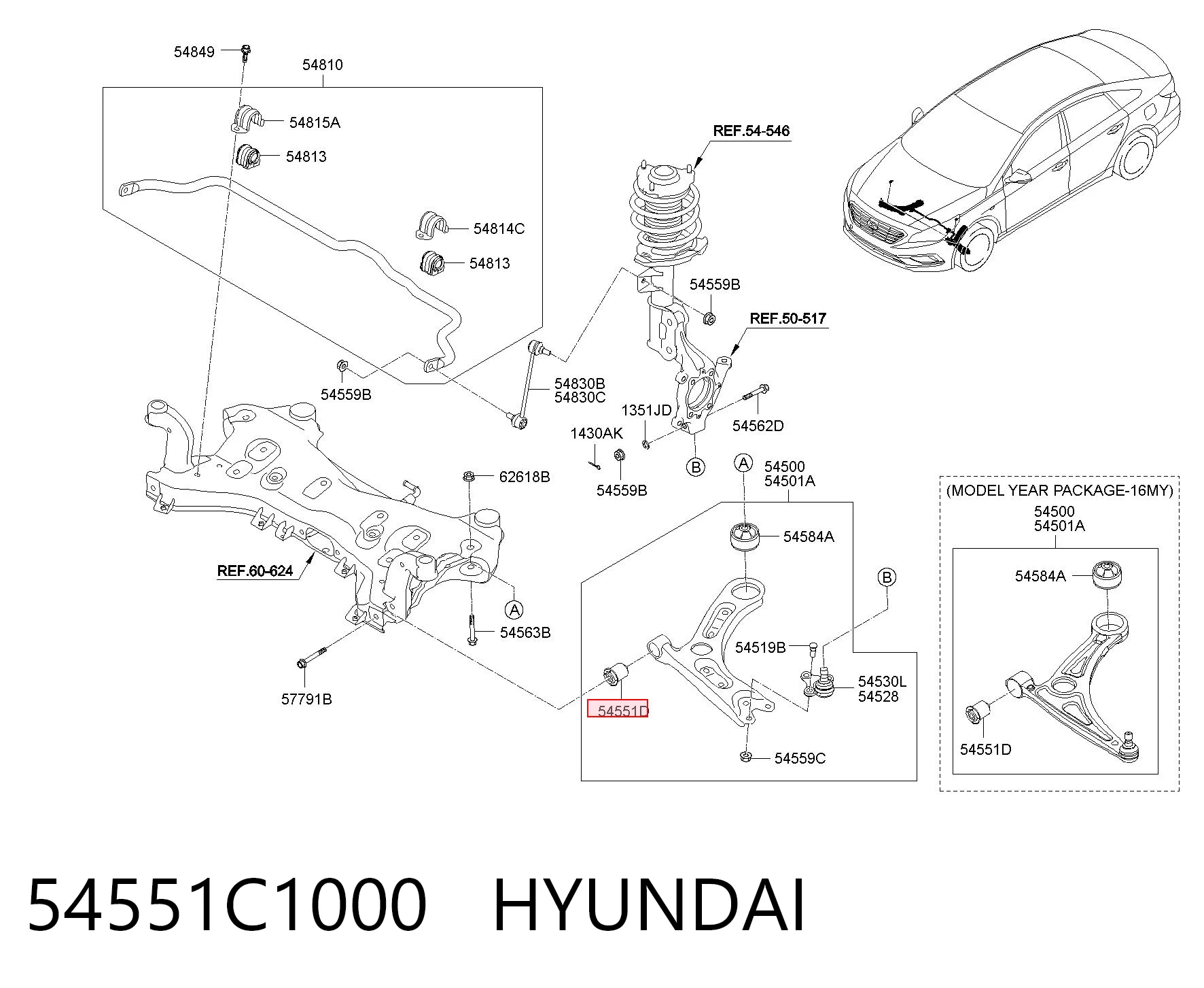 54551C1000 Hyundai/Kia Сайлентблок нижнего переднего рычага