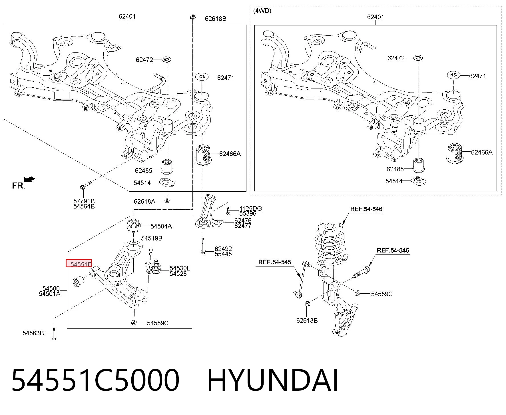 54551C5000 Hyundai/Kia Сайлентблок нижнего переднего рычага