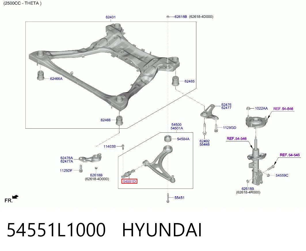 54551L1000 Hyundai/Kia Сайлентблок нижнего переднего рычага