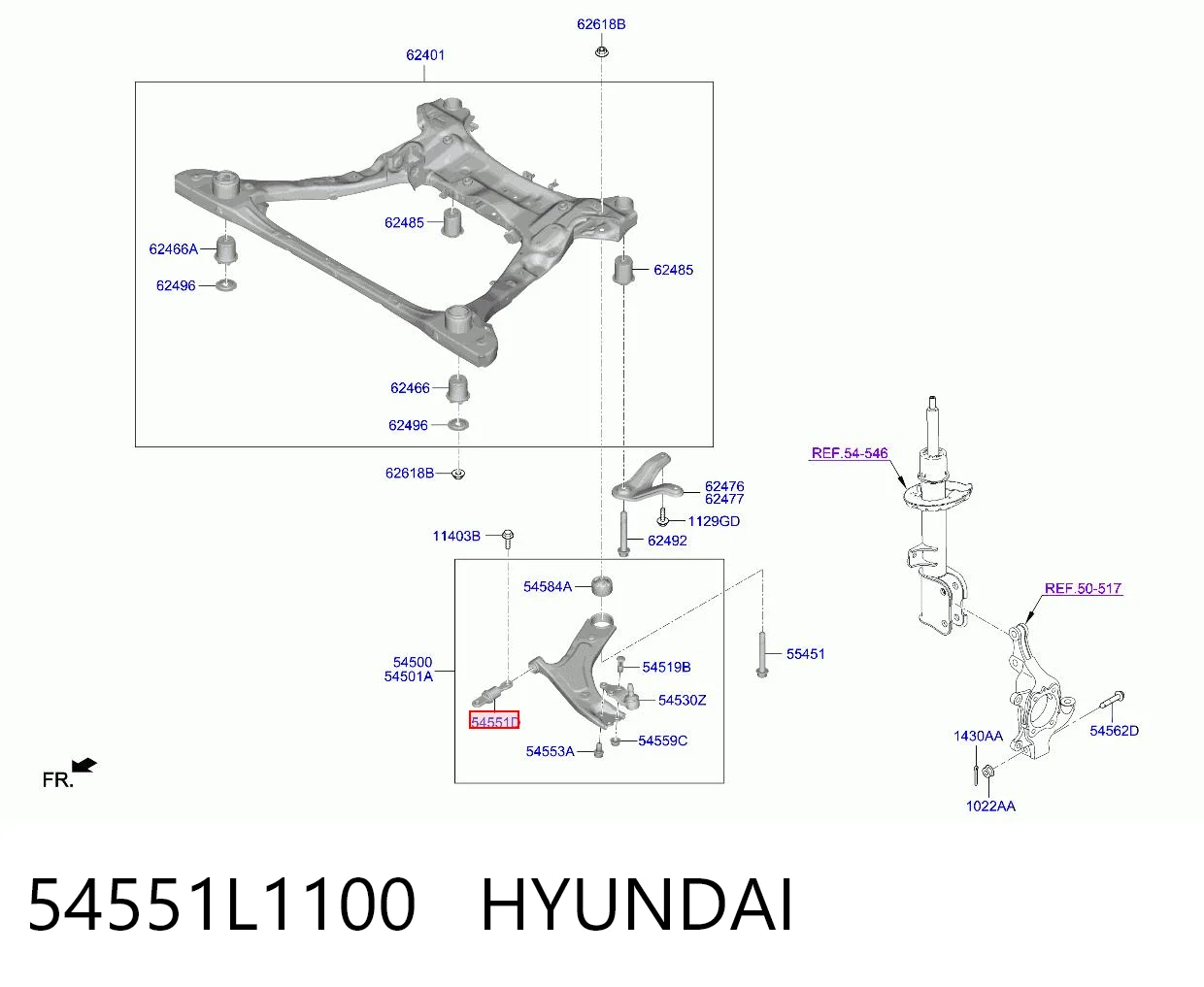 54551L1100 Hyundai/Kia Сайлентблок нижнего переднего рычага