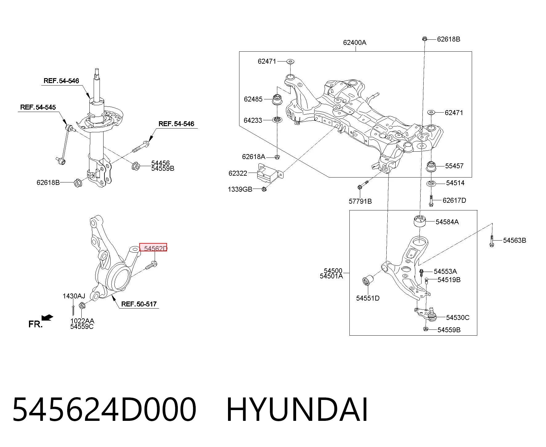 545624D000 Hyundai/Kia Болт крепления передней шаровой опоры к цапфе
