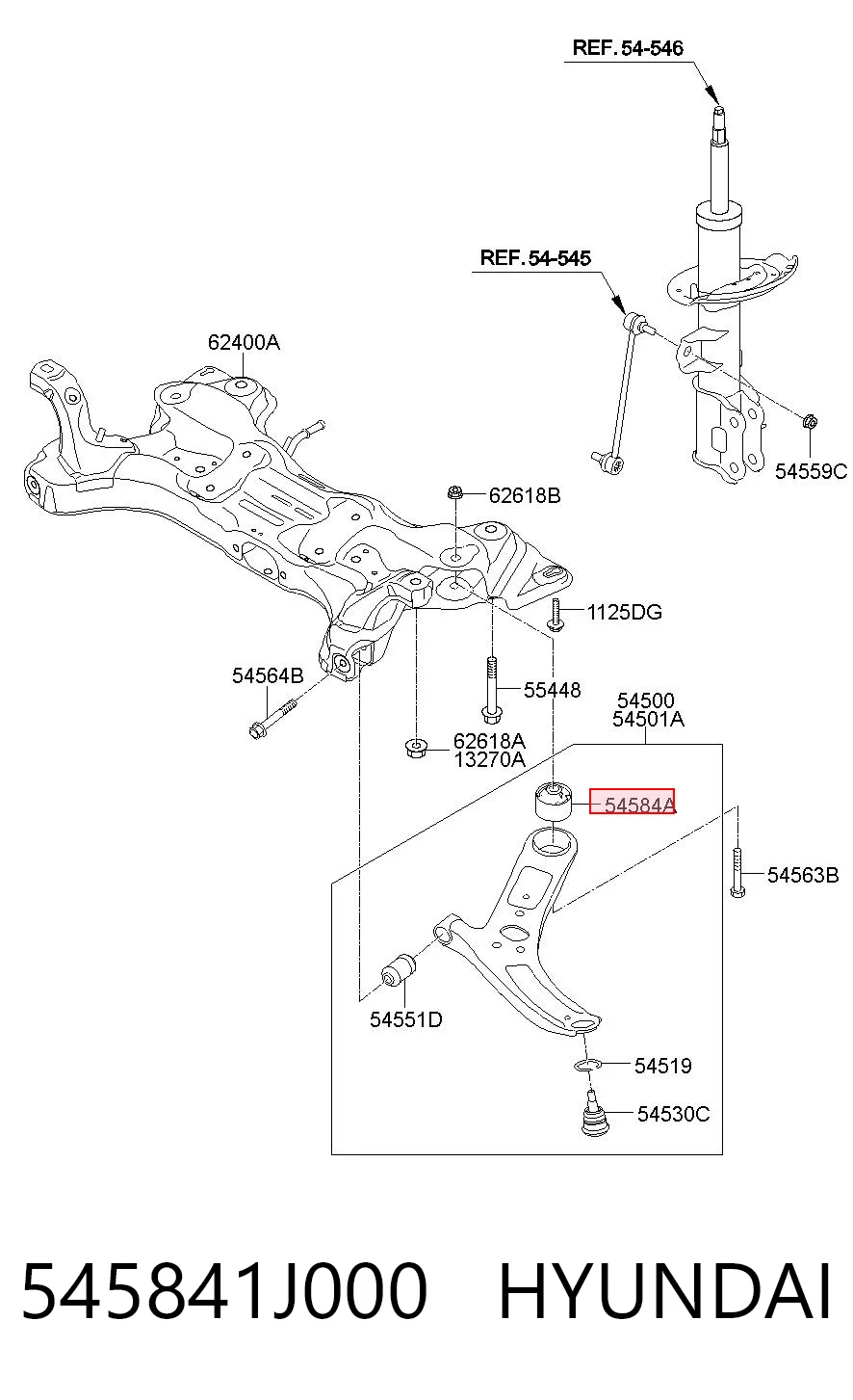 545841J000 Hyundai/Kia Сайлентблок нижнего переднего рычага