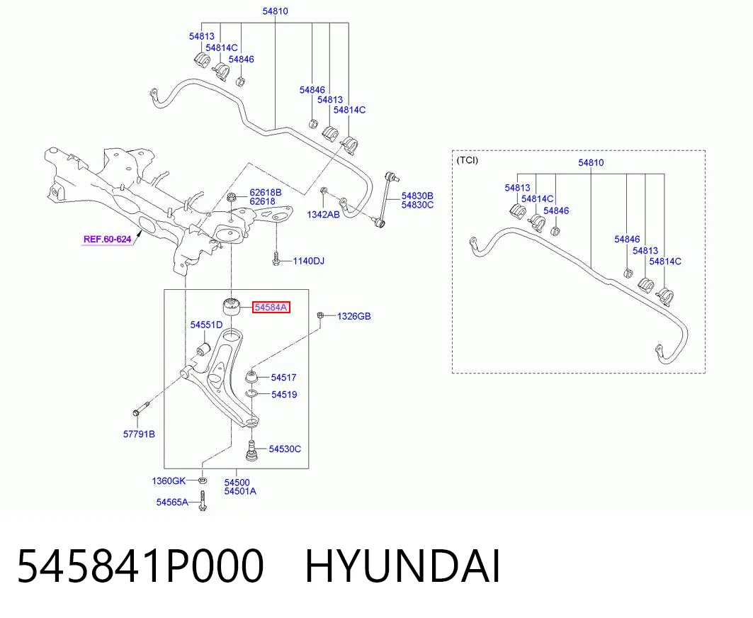 545841P000 Hyundai/Kia Сайлентблок нижнего переднего рычага