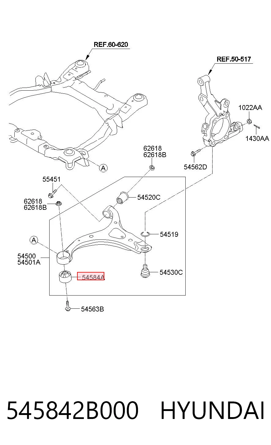 545842B000 Hyundai/Kia Сайлентблок нижнего переднего рычага