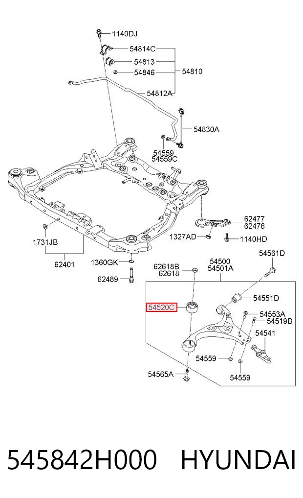 545842H000 Hyundai/Kia Сайлентблок нижнего переднего рычага