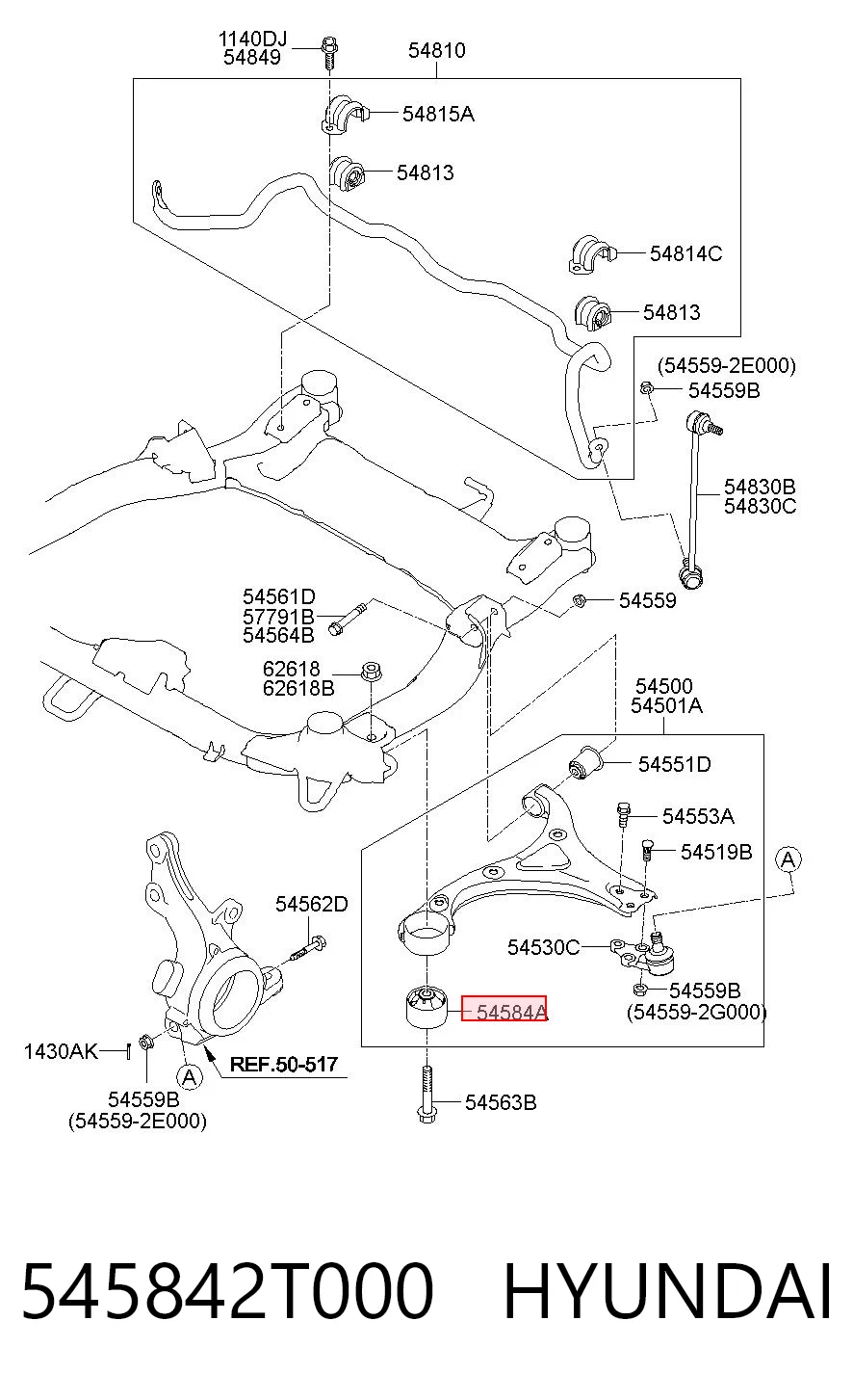 545842T000 Hyundai/Kia Сайлентблок нижнего переднего рычага