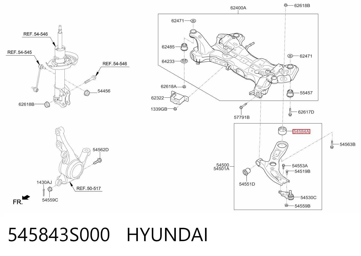 545843S000 Hyundai/Kia Сайлентблок нижнего переднего рычага
