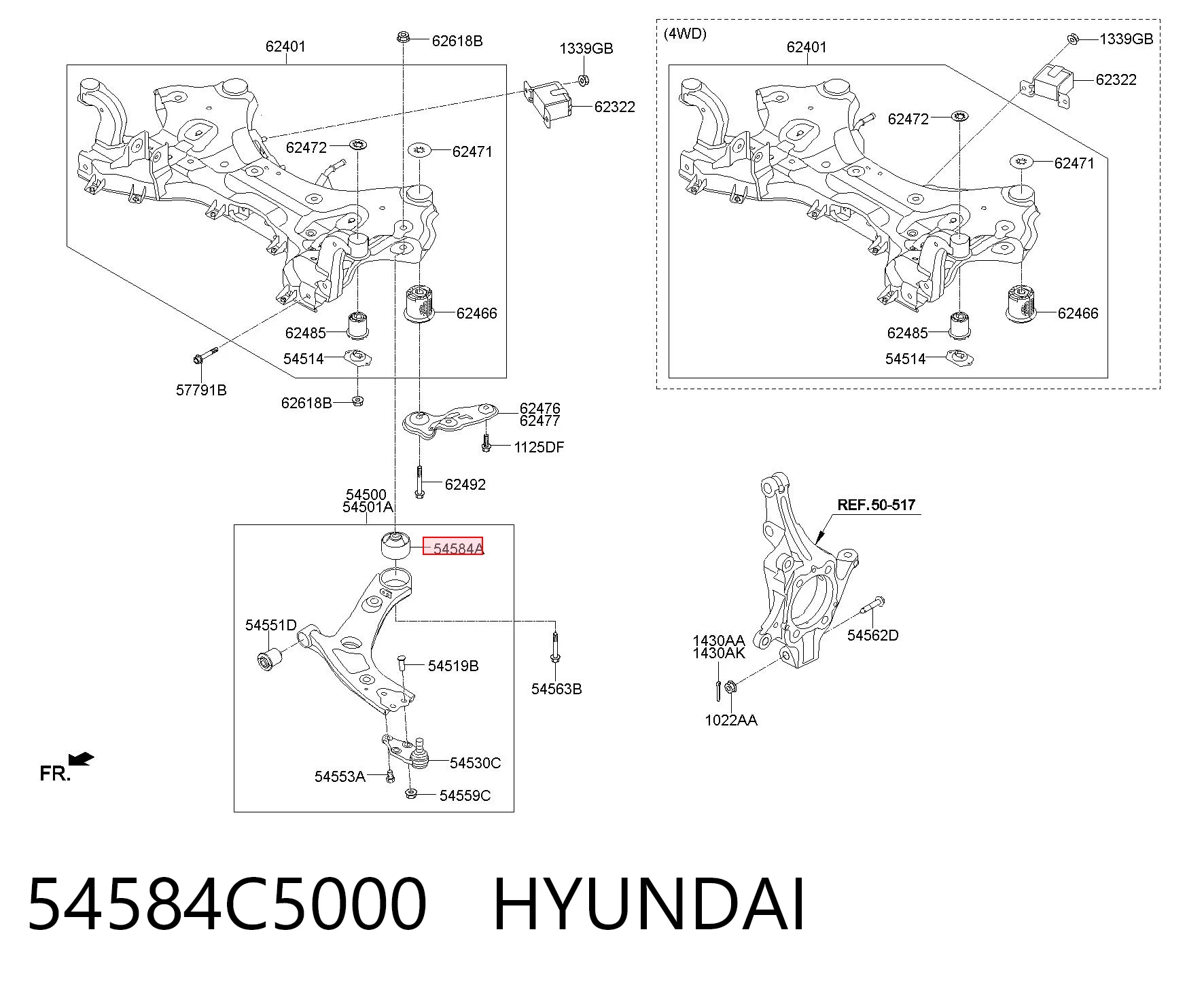 54584C5000 Hyundai/Kia Сайлентблок нижнего переднего рычага