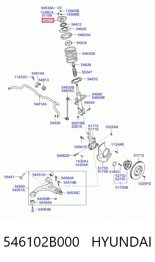 546102B000 Hyundai/Kia Подушка амортизатора переднего