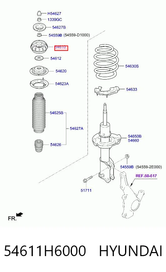 54611H6000 Hyundai/Kia Подушка амортизатора переднего