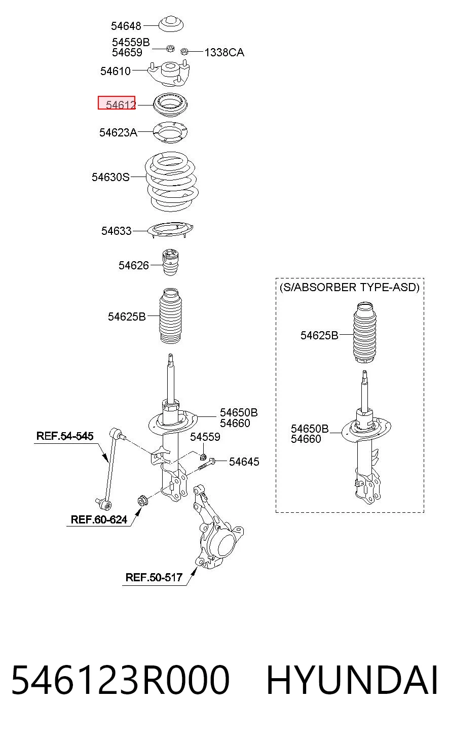 546123R000 Hyundai/Kia Подшипник верхней опоры
