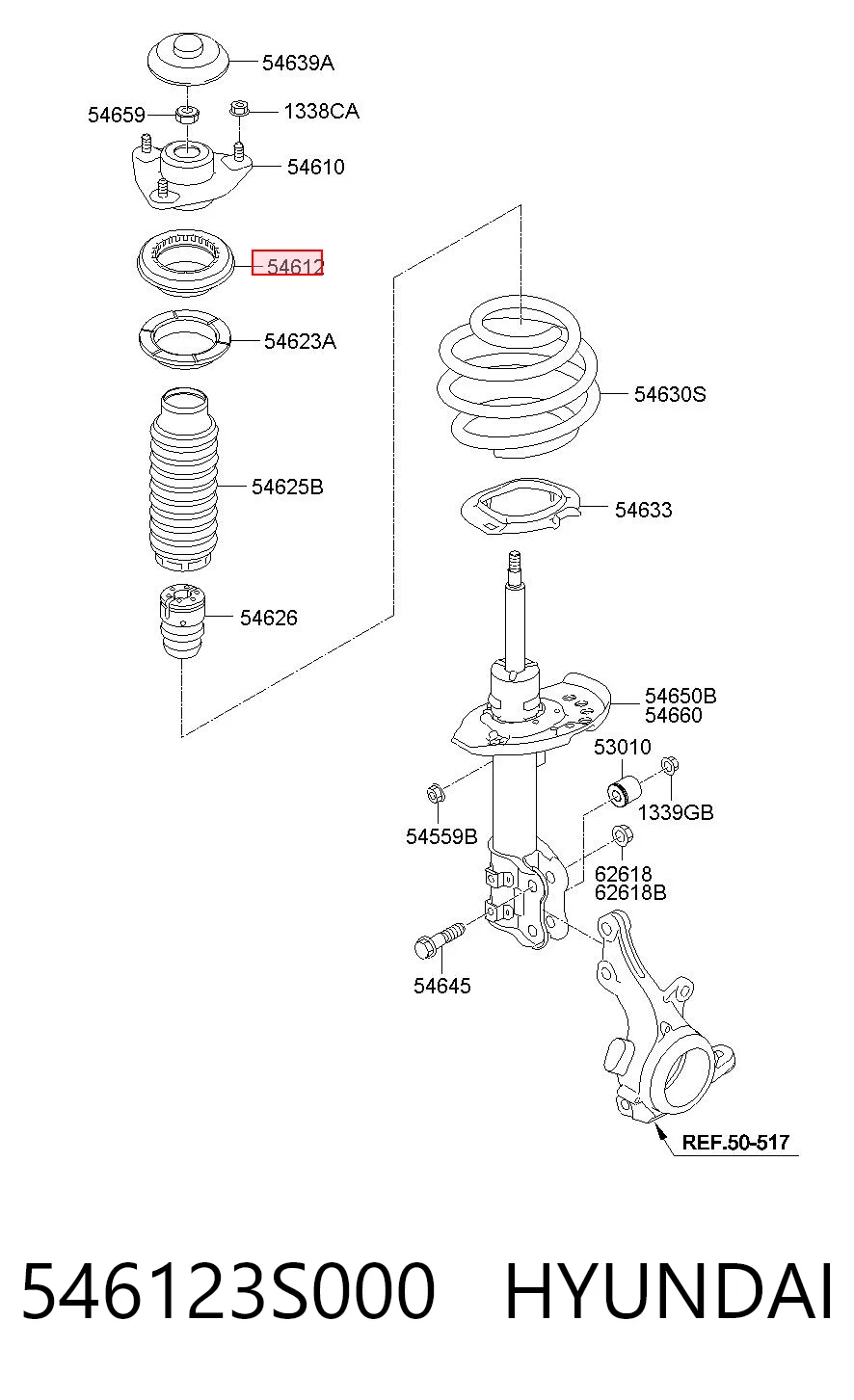546123S000 Hyundai/Kia Подшипник верхней опоры