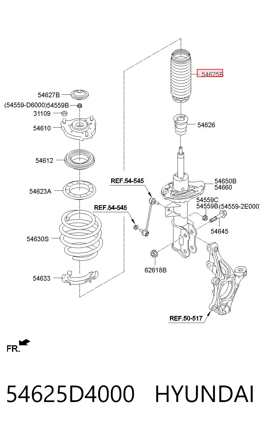 54625D4000 Hyundai/Kia Пыльник стойки передней