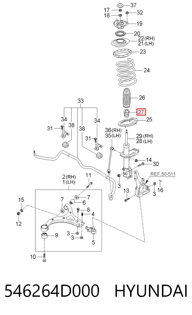 546264D000 Hyundai/Kia Буфер амортизатора переднего