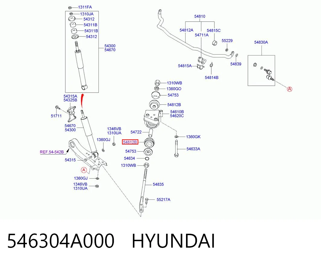 Купить 546304A000 Car-dex Сайлентблок растяжки переднего нижнего рычага