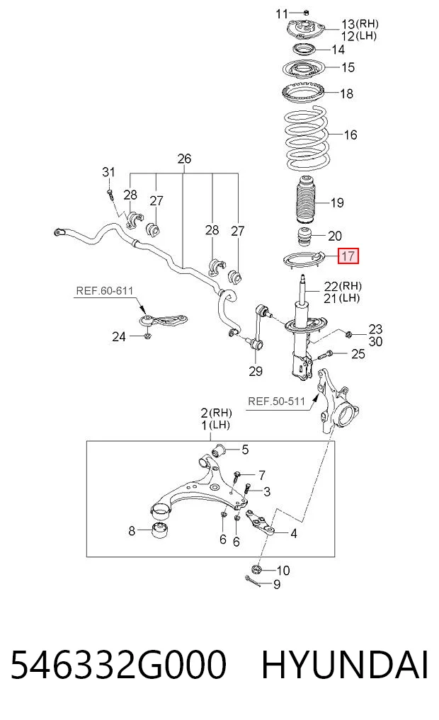 546332G000 Hyundai/Kia Проставка (резиновое кольцо) пружины передней нижняя
