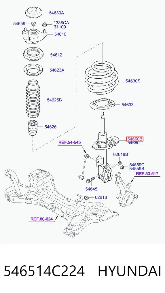 546514C224 Hyundai/Kia Амортизатор передний левый