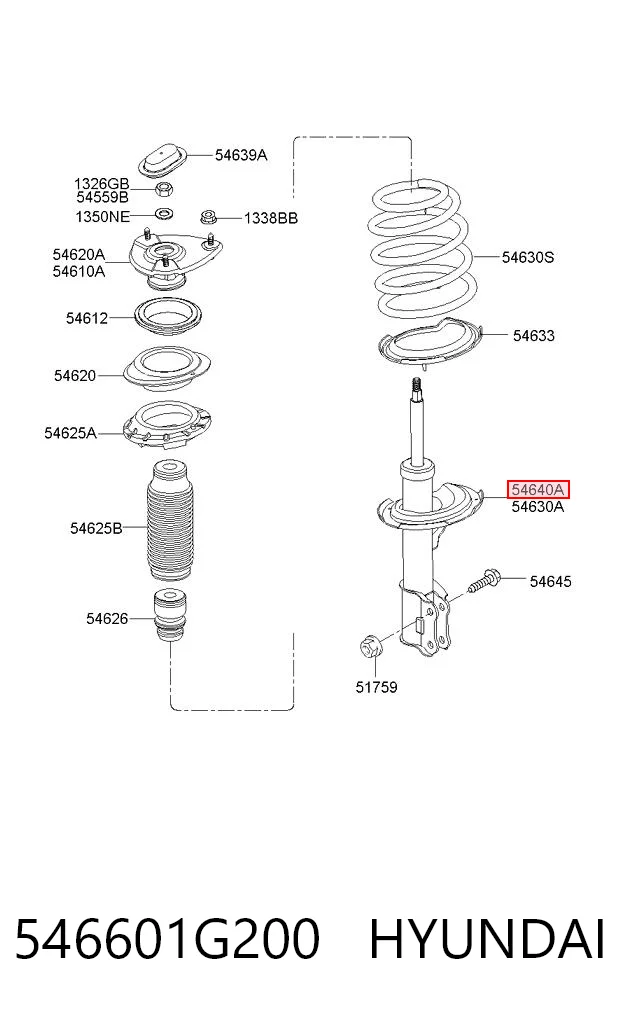 546601G200 Hyundai/Kia Амортизатор передней подвески правый