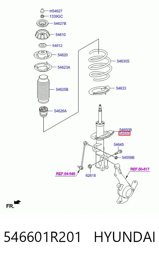 546601R201 Hyundai/Kia Амортизатор передней подвески правый
