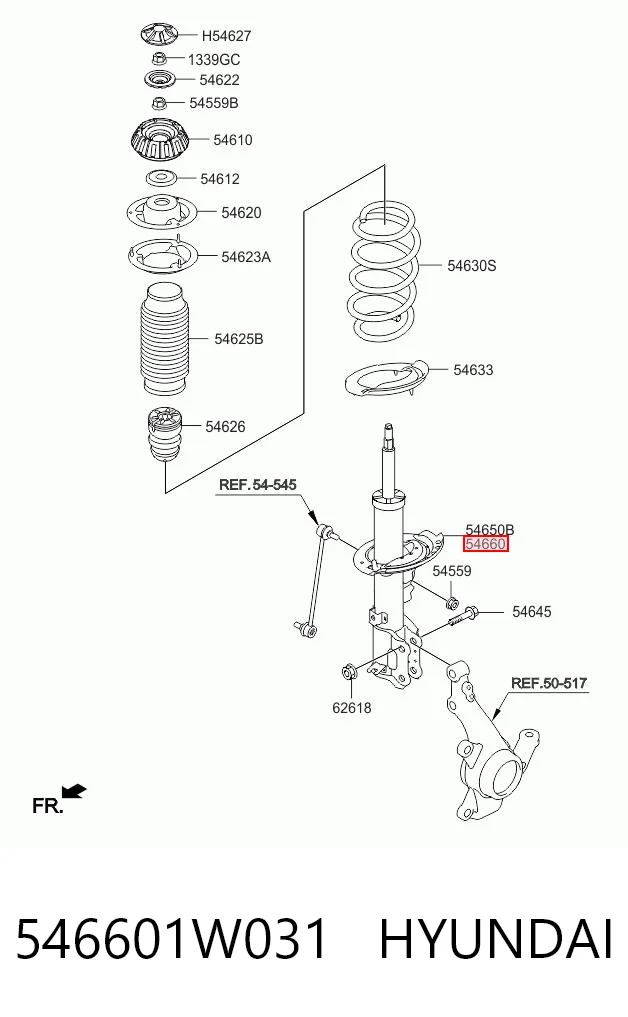 546601W031 Hyundai/Kia Амортизатор передней подвески правый
