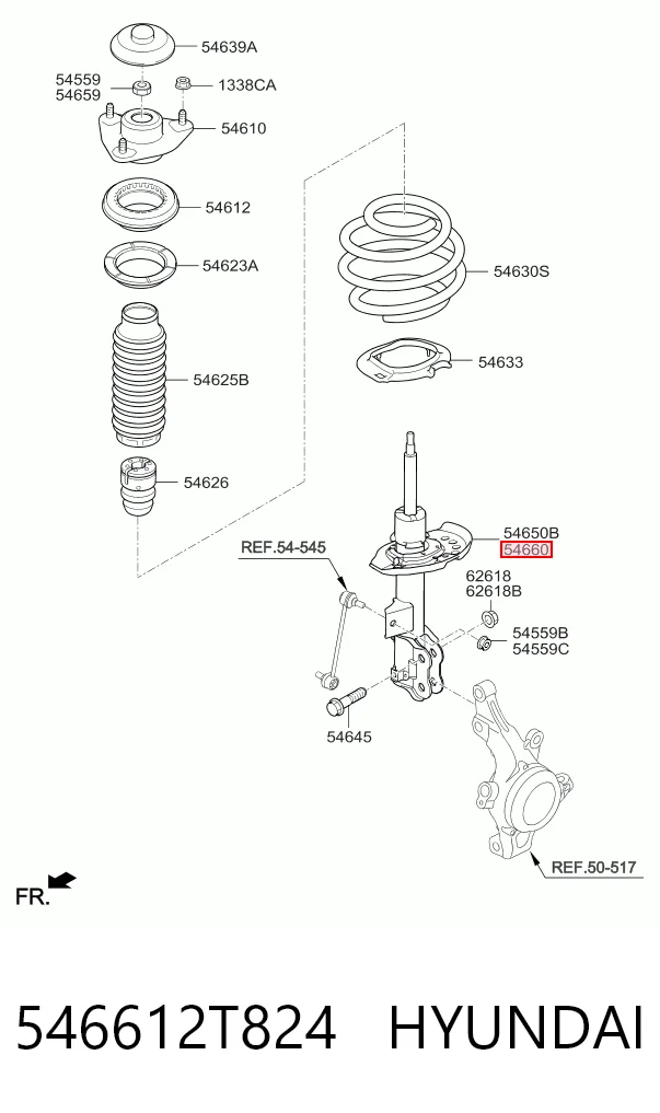546612T824 Hyundai/Kia Амортизатор передней подвески правый