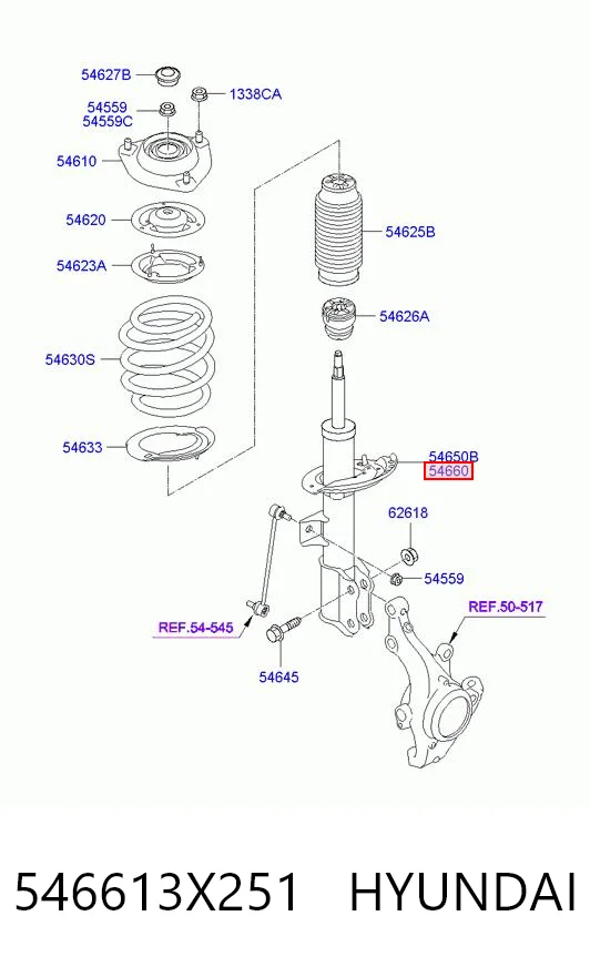 546613X251 Hyundai/Kia Амортизатор передней подвески правый