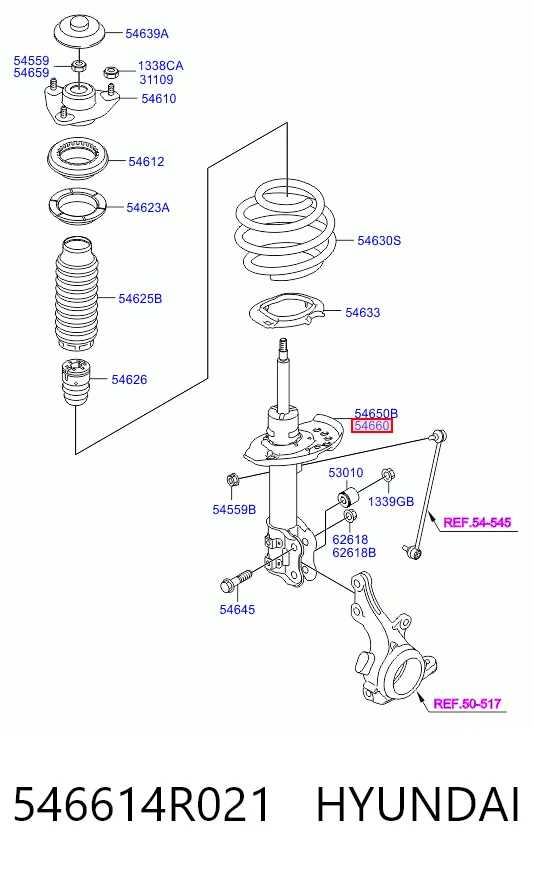 546614R021 Hyundai/Kia Амортизатор передней подвески правый