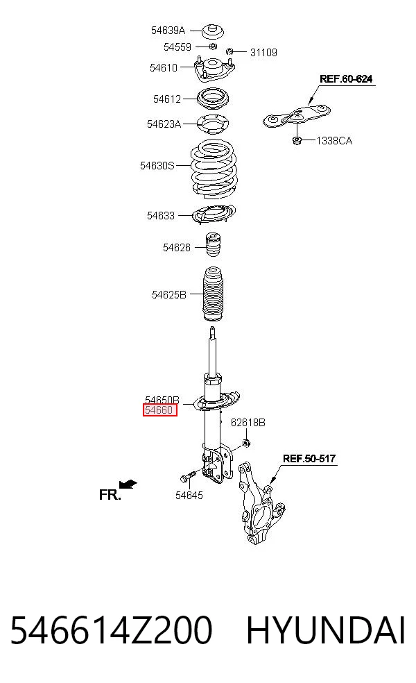 546614Z200 Hyundai/Kia Амортизатор передней подвески правый