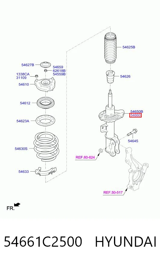 54661C2500 Hyundai/Kia Амортизатор передней подвески правый