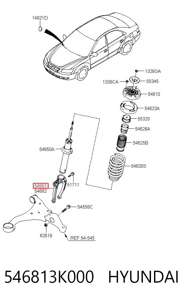 546813K000 Hyundai/Kia Вилка амортизатора переднего нижняя левая