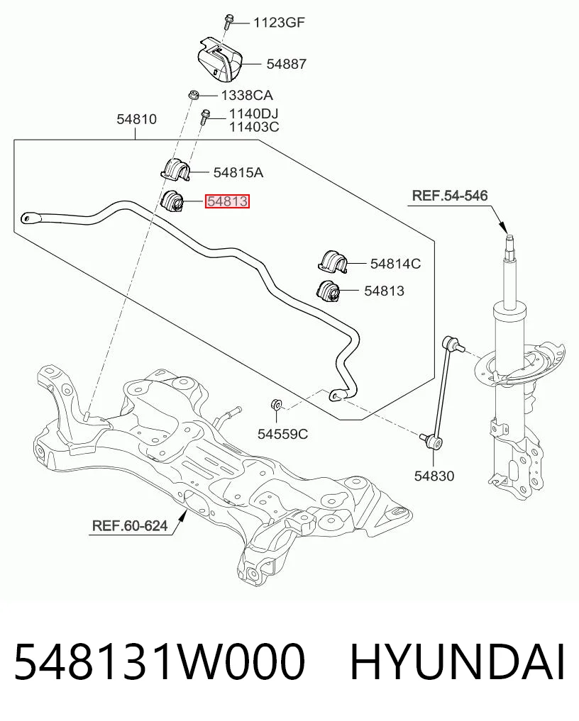 548131W000 Hyundai/Kia Сайлентблок стабилизатора переднего