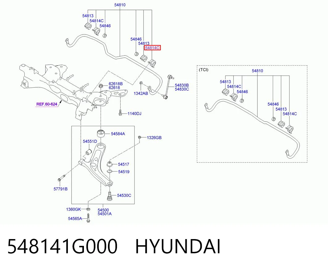 548141G000 Hyundai/Kia Хомут крепления втулки стабилизатора переднего