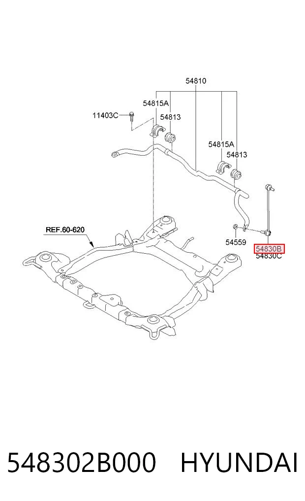 548302B000 Hyundai/Kia Тяжка стабилизатора, переднего, левая