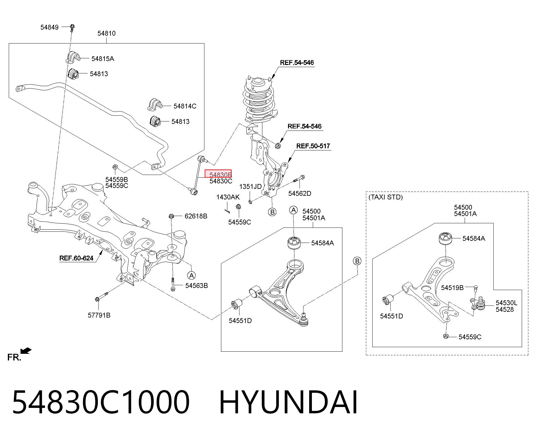 54830C1000 Hyundai/Kia Тяжка стабилизатора, переднего, левая